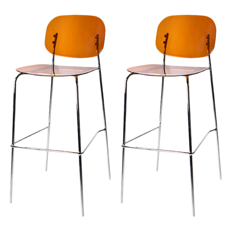 Taburete de mostrador con base plateada moderno, reposapiés acrílico rectangular, taburete de altura