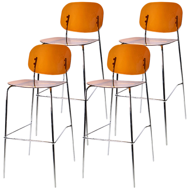 Taburete de mostrador con base plateada moderno, reposapiés acrílico rectangular, taburete de altura