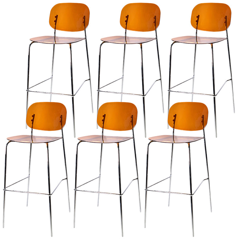 Taburete de mostrador con base plateada moderno, reposapiés acrílico rectangular, taburete de altura