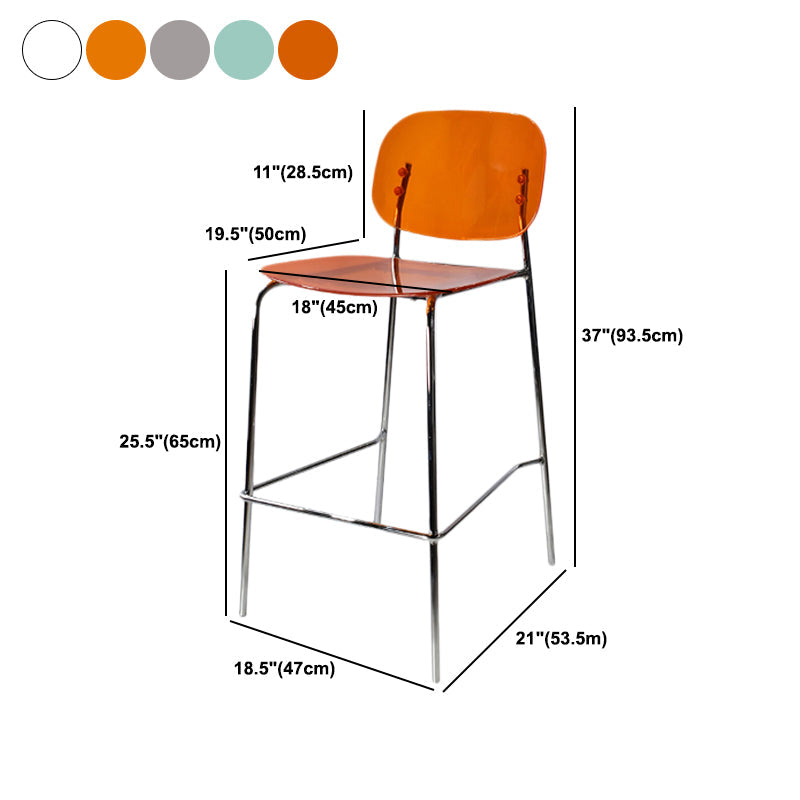 Taburete de mostrador con base plateada moderno, reposapiés acrílico rectangular, taburete de altura