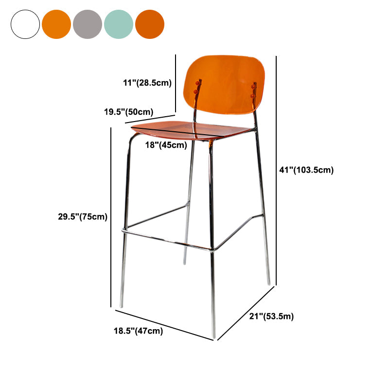 Taburete de mostrador con base plateada moderno, reposapiés acrílico rectangular, taburete de altura