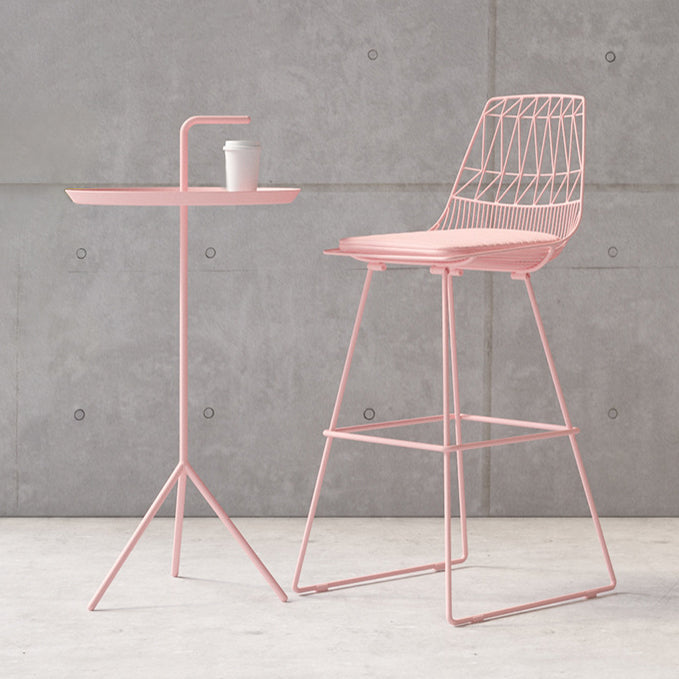 Glam Iron Upholstered Bar Stool Armless Backrest Stool for Bristol