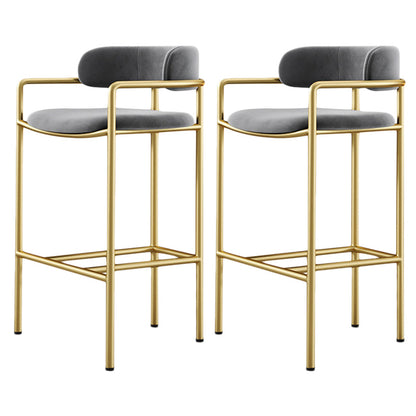 Glam Counter Height Stool Armed Upholstered Bar Stools with Metal Base Grey 2 Piece Set Clearhalo 'Bar Furniture' 'Bar Stools' 'bar_stools' 'furn' 'furn_bar_stools' 'Furniture' 'Kitchen & Dining Furniture' 5490644