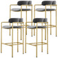 Glam Counter Height Stool Armed Upholstered Bar Stools with Metal Base Grey 4 Piece Set Clearhalo 'Bar Furniture' 'Bar Stools' 'bar_stools' 'furn' 'furn_bar_stools' 'Furniture' 'Kitchen & Dining Furniture' 5490645