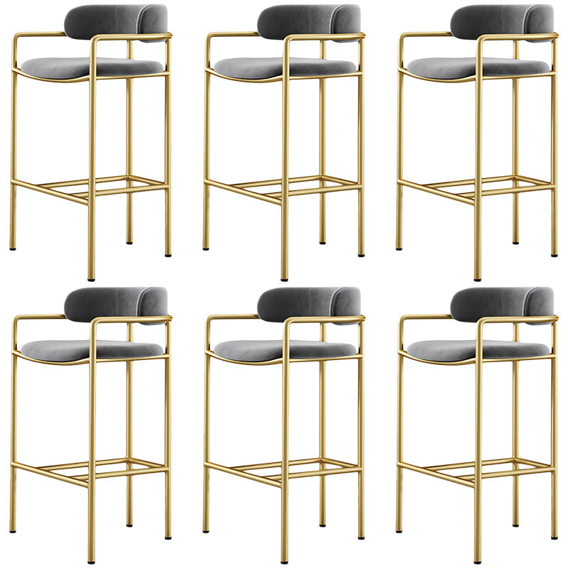 Glam Counter Height Stool Armed Upholstered Bar Stools with Metal Base Grey 6 Piece Set Clearhalo 'Bar Furniture' 'Bar Stools' 'bar_stools' 'furn' 'furn_bar_stools' 'Furniture' 'Kitchen & Dining Furniture' 5490647