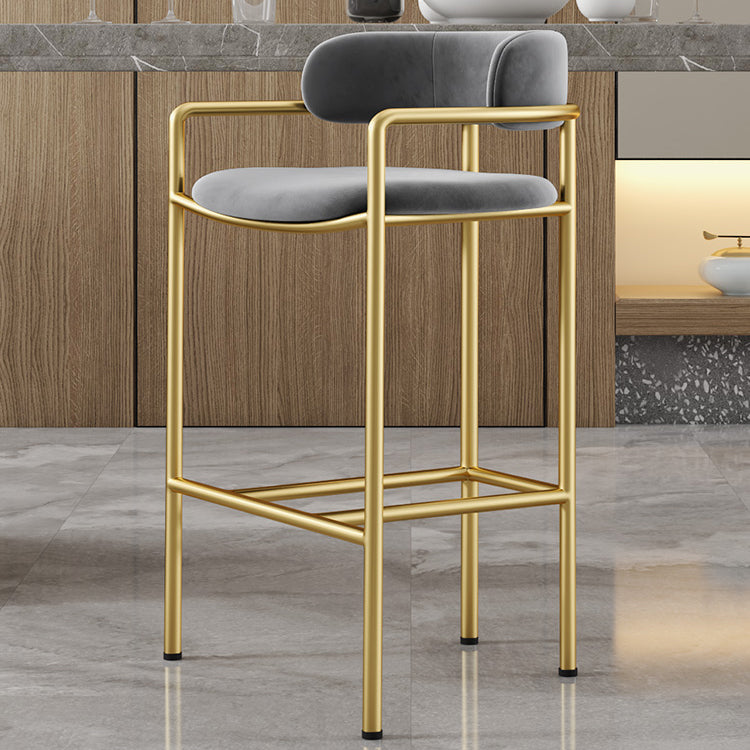 Glam Counter Height Stool Armed Upholstered Bar Stools with Metal Base Clearhalo 'Bar Furniture' 'Bar Stools' 'bar_stools' 'furn' 'furn_bar_stools' 'Furniture' 'Kitchen & Dining Furniture' 5490649