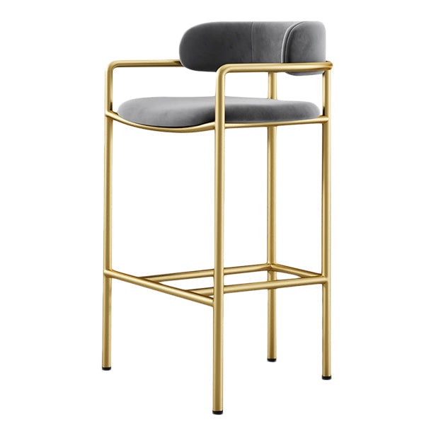 Glam Counter Height Stool Armed Upholstered Bar Stools with Metal Base Clearhalo 'Bar Furniture' 'Bar Stools' 'bar_stools' 'furn' 'furn_bar_stools' 'Furniture' 'Kitchen & Dining Furniture' 5490651