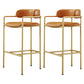 Glam Counter Height Stool Armed Upholstered Bar Stools with Metal Base Orange 2 Piece Set Clearhalo 'Bar Furniture' 'Bar Stools' 'bar_stools' 'furn' 'furn_bar_stools' 'Furniture' 'Kitchen & Dining Furniture' 5490652