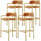 Glam Counter Height Stool Armed Upholstered Bar Stools with Metal Base Orange 4 Piece Set Clearhalo 'Bar Furniture' 'Bar Stools' 'bar_stools' 'furn' 'furn_bar_stools' 'Furniture' 'Kitchen & Dining Furniture' 5490653
