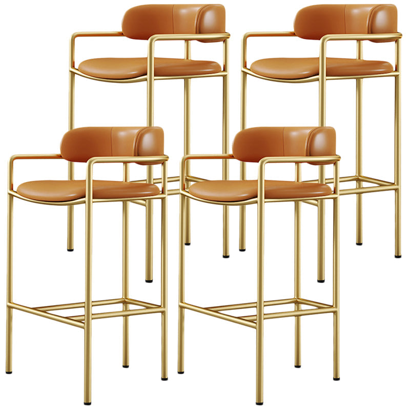 Glam Counter Height Stool Armed Upholstered Bar Stools with Metal Base Orange 4 Piece Set Clearhalo 'Bar Furniture' 'Bar Stools' 'bar_stools' 'furn' 'furn_bar_stools' 'Furniture' 'Kitchen & Dining Furniture' 5490653