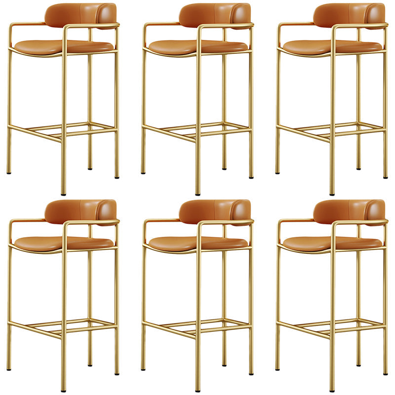 Glam Counter Height Stool Armed Upholstered Bar Stools with Metal Base Orange 6 Piece Set Clearhalo 'Bar Furniture' 'Bar Stools' 'bar_stools' 'furn' 'furn_bar_stools' 'Furniture' 'Kitchen & Dining Furniture' 5490655