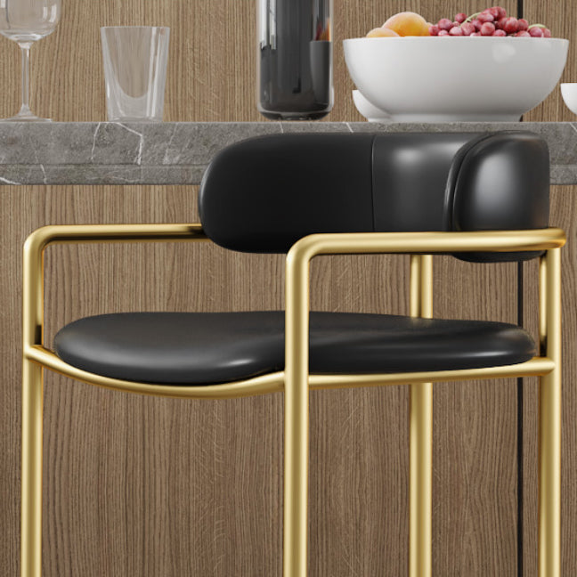 Glam Counter Height Stool Armed Upholstered Bar Stools with Metal Base Clearhalo 'Bar Furniture' 'Bar Stools' 'bar_stools' 'furn' 'furn_bar_stools' 'Furniture' 'Kitchen & Dining Furniture' 5490656