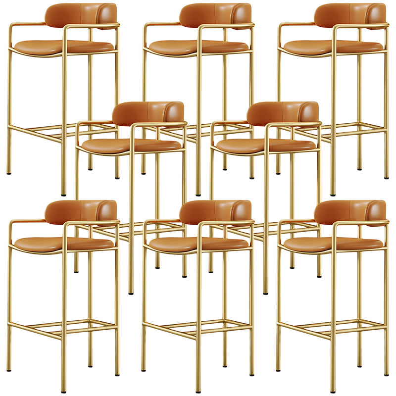 Glam Counter Height Stool Armed Upholstered Bar Stools with Metal Base Orange 8 Piece Set Clearhalo 'Bar Furniture' 'Bar Stools' 'bar_stools' 'furn' 'furn_bar_stools' 'Furniture' 'Kitchen & Dining Furniture' 5490657