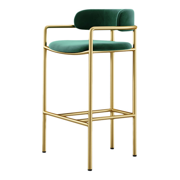 Glam Counter Height Stool Armed Upholstered Bar Stools with Metal Base Clearhalo 'Bar Furniture' 'Bar Stools' 'bar_stools' 'furn' 'furn_bar_stools' 'Furniture' 'Kitchen & Dining Furniture' 5490660