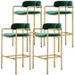Glam Counter Height Stool Armed Upholstered Bar Stools with Metal Base Green 4 Piece Set Clearhalo 'Bar Furniture' 'Bar Stools' 'bar_stools' 'furn' 'furn_bar_stools' 'Furniture' 'Kitchen & Dining Furniture' 5490661