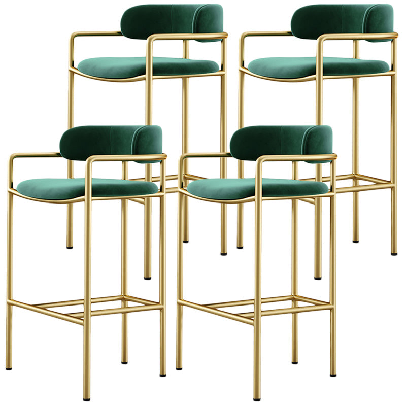 Glam Counter Height Stool Armed Upholstered Bar Stools with Metal Base Green 4 Piece Set Clearhalo 'Bar Furniture' 'Bar Stools' 'bar_stools' 'furn' 'furn_bar_stools' 'Furniture' 'Kitchen & Dining Furniture' 5490661