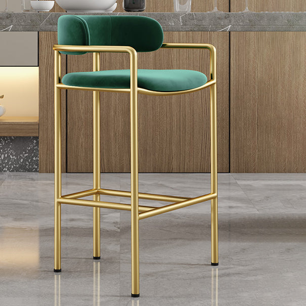 Glam Counter Height Stool Armed Upholstered Bar Stools with Metal Base Clearhalo 'Bar Furniture' 'Bar Stools' 'bar_stools' 'furn' 'furn_bar_stools' 'Furniture' 'Kitchen & Dining Furniture' 5490662