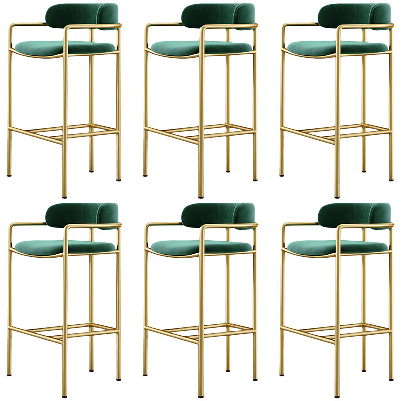 Glam Counter Height Stool Armed Upholstered Bar Stools with Metal Base Green 6 Piece Set Clearhalo 'Bar Furniture' 'Bar Stools' 'bar_stools' 'furn' 'furn_bar_stools' 'Furniture' 'Kitchen & Dining Furniture' 5490663
