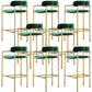 Glam Counter Height Stool Armed Upholstered Bar Stools with Metal Base Green 8 Piece Set Clearhalo 'Bar Furniture' 'Bar Stools' 'bar_stools' 'furn' 'furn_bar_stools' 'Furniture' 'Kitchen & Dining Furniture' 5490665