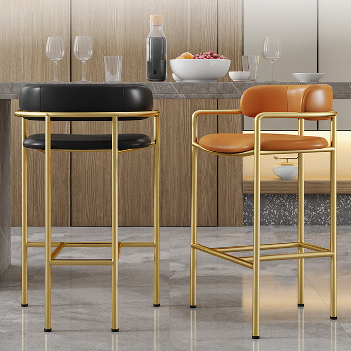 Glam Counter Height Stool Armed Upholstered Bar Stools with Metal Base Clearhalo 'Bar Furniture' 'Bar Stools' 'bar_stools' 'furn' 'furn_bar_stools' 'Furniture' 'Kitchen & Dining Furniture' 5490666