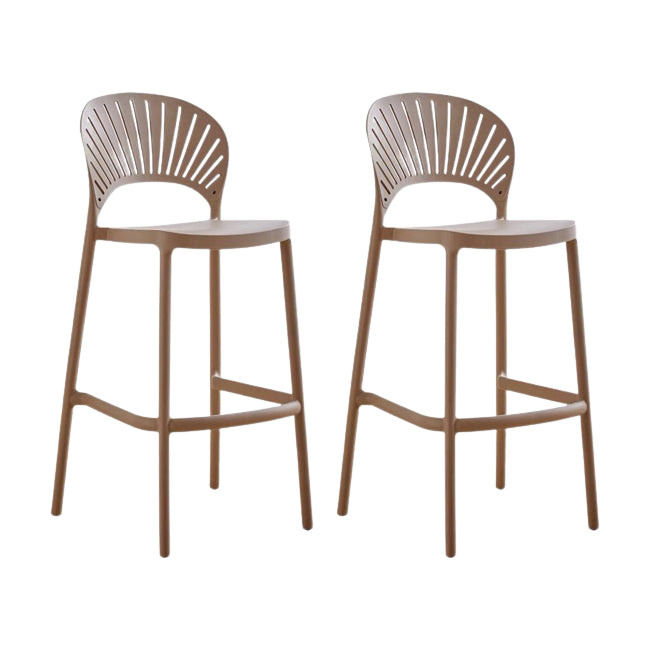 Modern Low Back Bar Stool Plastic Footrest Stackable Counter Stool Pink 2 Piece Set Clearhalo 'Bar Furniture' 'Bar Stools' 'bar_stools' 'furn' 'furn_bar_stools' 'Furniture' 'Kitchen & Dining Furniture' 5490856