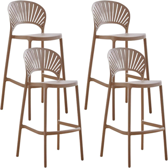 Modern Low Back Bar Stool Plastic Footrest Stackable Counter Stool Pink 4 Piece Set Clearhalo 'Bar Furniture' 'Bar Stools' 'bar_stools' 'furn' 'furn_bar_stools' 'Furniture' 'Kitchen & Dining Furniture' 5490858