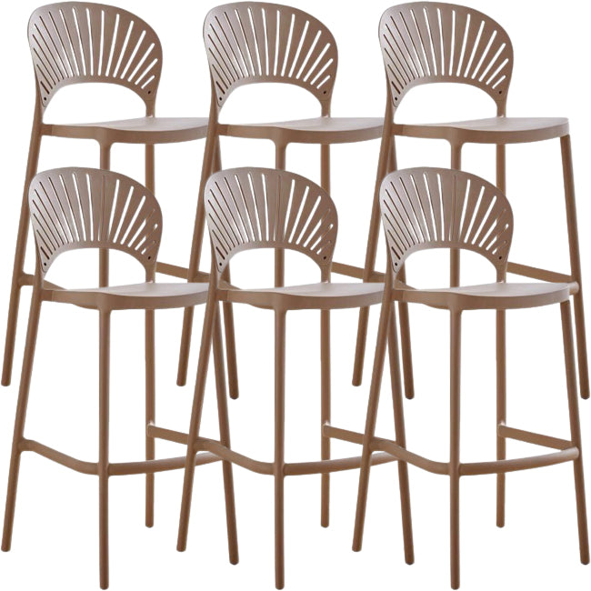 Modern Low Back Bar Stool Plastic Footrest Stackable Counter Stool Pink 6 Piece Set Clearhalo 'Bar Furniture' 'Bar Stools' 'bar_stools' 'furn' 'furn_bar_stools' 'Furniture' 'Kitchen & Dining Furniture' 5490859