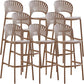 Modern Low Back Bar Stool Plastic Footrest Stackable Counter Stool Pink 8 Piece Set Clearhalo 'Bar Furniture' 'Bar Stools' 'bar_stools' 'furn' 'furn_bar_stools' 'Furniture' 'Kitchen & Dining Furniture' 5490862
