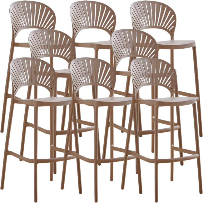 Modern Low Back Bar Stool Plastic Footrest Stackable Counter Stool Pink 8 Piece Set Clearhalo 'Bar Furniture' 'Bar Stools' 'bar_stools' 'furn' 'furn_bar_stools' 'Furniture' 'Kitchen & Dining Furniture' 5490862