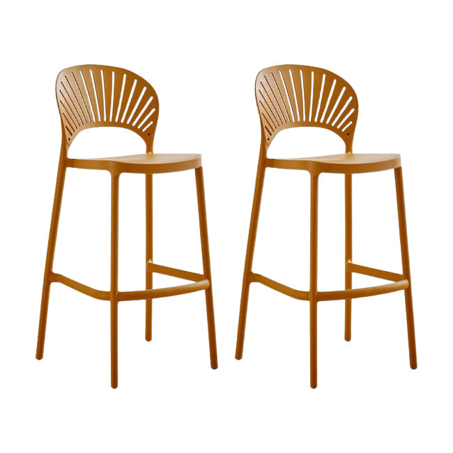 Modern Low Back Bar Stool Plastic Footrest Stackable Counter Stool Yellow 2 Piece Set Clearhalo 'Bar Furniture' 'Bar Stools' 'bar_stools' 'furn' 'furn_bar_stools' 'Furniture' 'Kitchen & Dining Furniture' 5490864