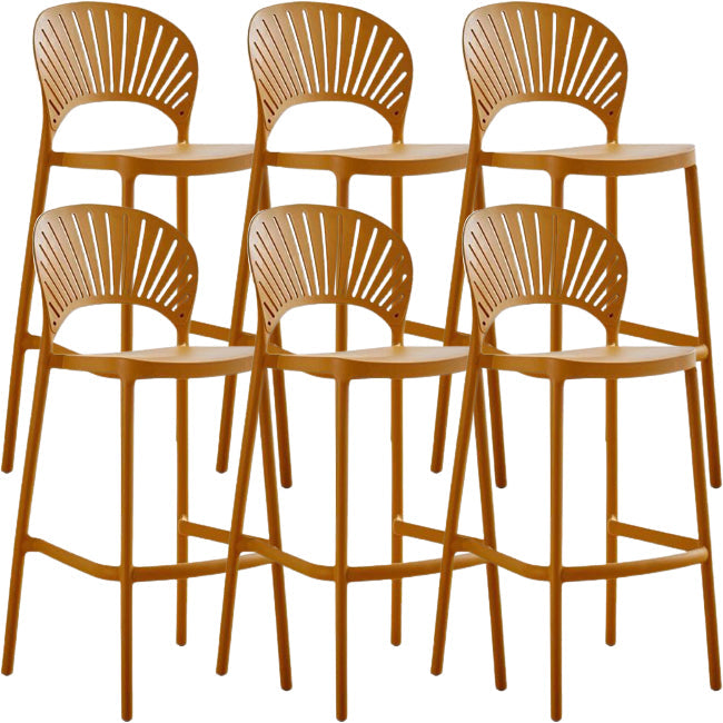 Modern Low Back Bar Stool Plastic Footrest Stackable Counter Stool Yellow 6 Piece Set Clearhalo 'Bar Furniture' 'Bar Stools' 'bar_stools' 'furn' 'furn_bar_stools' 'Furniture' 'Kitchen & Dining Furniture' 5490868