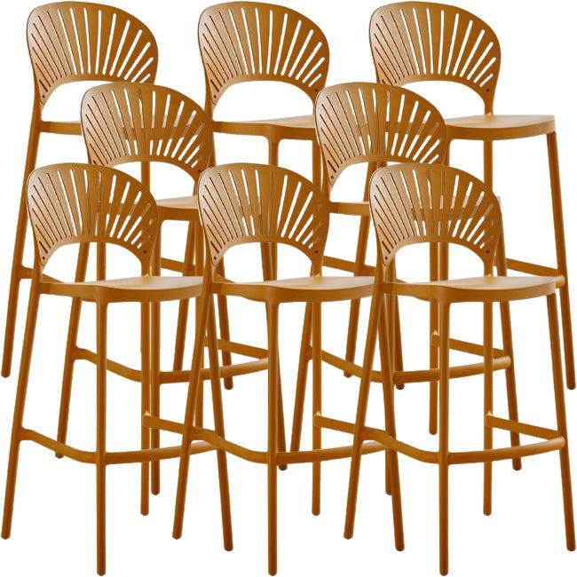 Modern Low Back Bar Stool Plastic Footrest Stackable Counter Stool Yellow 8 Piece Set Clearhalo 'Bar Furniture' 'Bar Stools' 'bar_stools' 'furn' 'furn_bar_stools' 'Furniture' 'Kitchen & Dining Furniture' 5490870