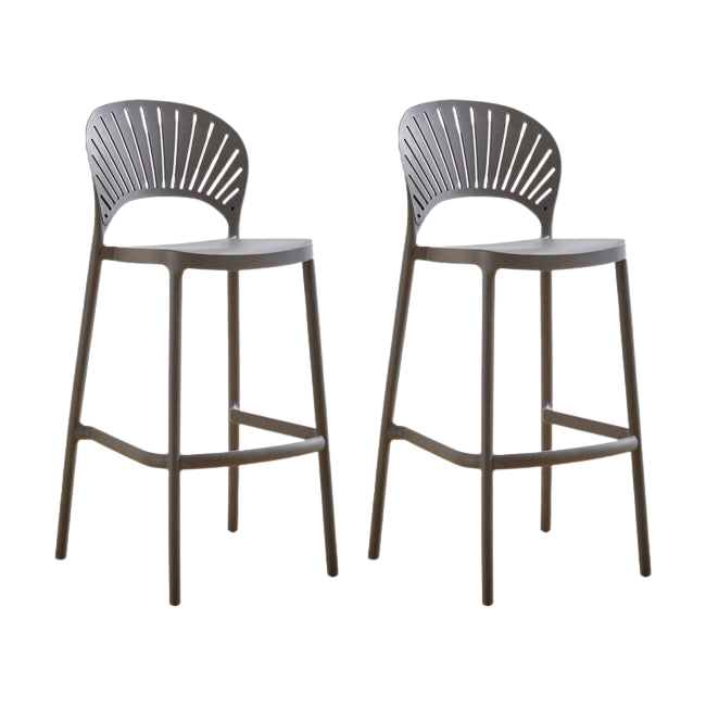 Modern Low Back Bar Stool Plastic Footrest Stackable Counter Stool Grey 2 Piece Set Clearhalo 'Bar Furniture' 'Bar Stools' 'bar_stools' 'furn' 'furn_bar_stools' 'Furniture' 'Kitchen & Dining Furniture' 5490872