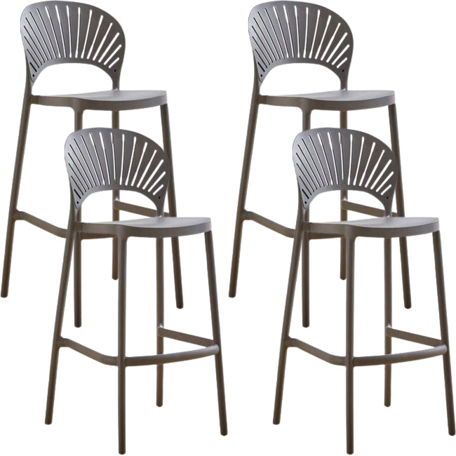 Modern Low Back Bar Stool Plastic Footrest Stackable Counter Stool Grey 4 Piece Set Clearhalo 'Bar Furniture' 'Bar Stools' 'bar_stools' 'furn' 'furn_bar_stools' 'Furniture' 'Kitchen & Dining Furniture' 5490874