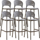 Modern Low Back Bar Stool Plastic Footrest Stackable Counter Stool Grey 6 Piece Set Clearhalo 'Bar Furniture' 'Bar Stools' 'bar_stools' 'furn' 'furn_bar_stools' 'Furniture' 'Kitchen & Dining Furniture' 5490875