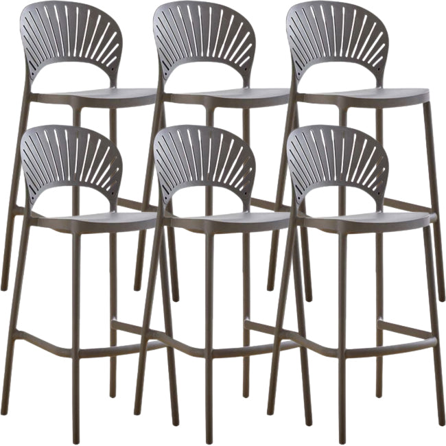 Modern Low Back Bar Stool Plastic Footrest Stackable Counter Stool Grey 6 Piece Set Clearhalo 'Bar Furniture' 'Bar Stools' 'bar_stools' 'furn' 'furn_bar_stools' 'Furniture' 'Kitchen & Dining Furniture' 5490875