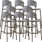 Modern Low Back Bar Stool Plastic Footrest Stackable Counter Stool Grey 8 Piece Set Clearhalo 'Bar Furniture' 'Bar Stools' 'bar_stools' 'furn' 'furn_bar_stools' 'Furniture' 'Kitchen & Dining Furniture' 5490878