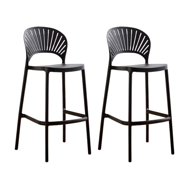 Modern Low Back Bar Stool Plastic Footrest Stackable Counter Stool Black 2 Piece Set Clearhalo 'Bar Furniture' 'Bar Stools' 'bar_stools' 'furn' 'furn_bar_stools' 'Furniture' 'Kitchen & Dining Furniture' 5490880