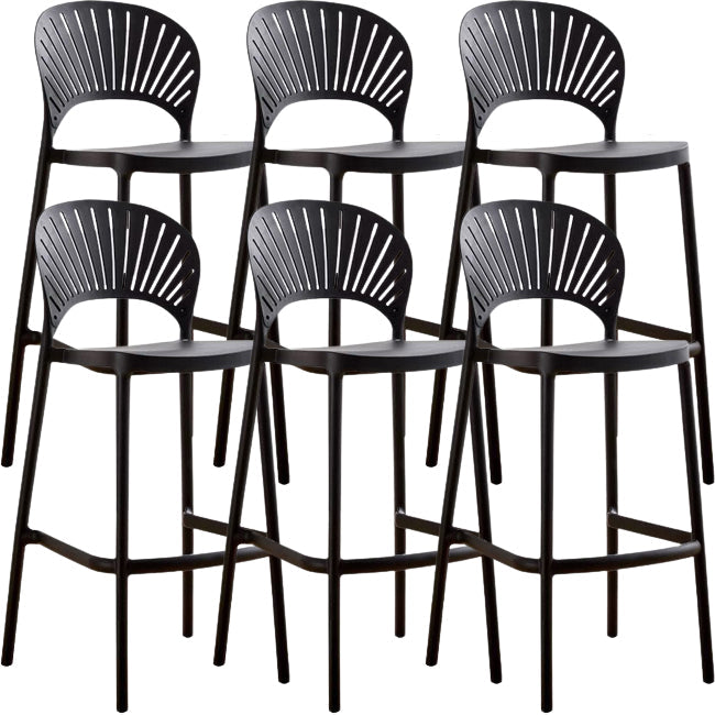 Modern Low Back Bar Stool Plastic Footrest Stackable Counter Stool Black 6 Piece Set Clearhalo 'Bar Furniture' 'Bar Stools' 'bar_stools' 'furn' 'furn_bar_stools' 'Furniture' 'Kitchen & Dining Furniture' 5490883