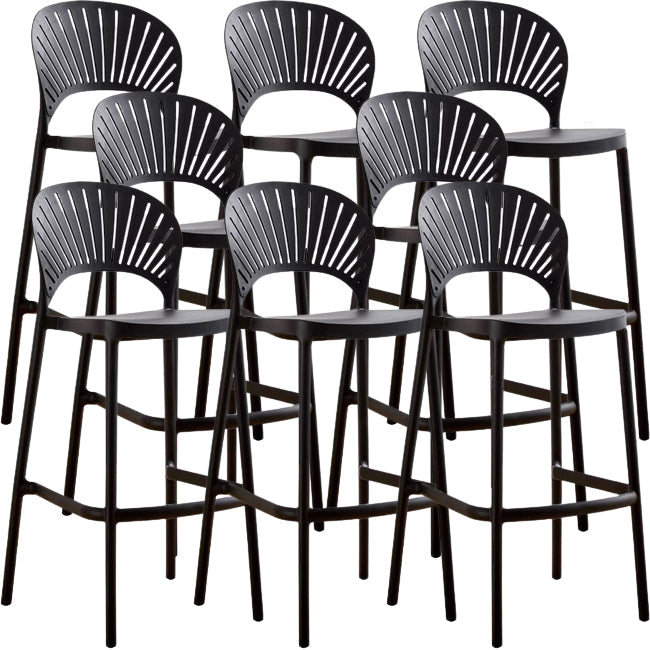 Modern Low Back Bar Stool Plastic Footrest Stackable Counter Stool Black 8 Piece Set Clearhalo 'Bar Furniture' 'Bar Stools' 'bar_stools' 'furn' 'furn_bar_stools' 'Furniture' 'Kitchen & Dining Furniture' 5490885