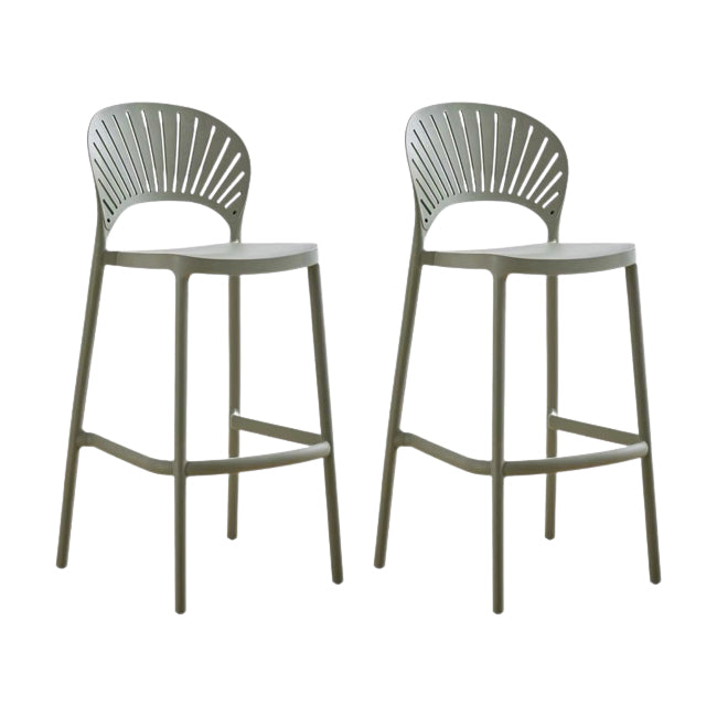 Modern Low Back Bar Stool Plastic Footrest Stackable Counter Stool Green 2 Piece Set Clearhalo 'Bar Furniture' 'Bar Stools' 'bar_stools' 'furn' 'furn_bar_stools' 'Furniture' 'Kitchen & Dining Furniture' 5490886