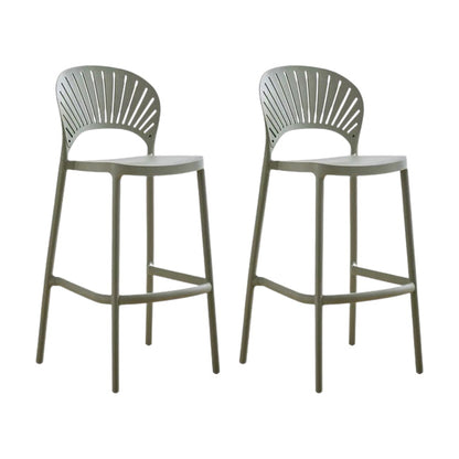 Modern Low Back Bar Stool Plastic Footrest Stackable Counter Stool Green 2 Piece Set Clearhalo 'Bar Furniture' 'Bar Stools' 'bar_stools' 'furn' 'furn_bar_stools' 'Furniture' 'Kitchen & Dining Furniture' 5490886