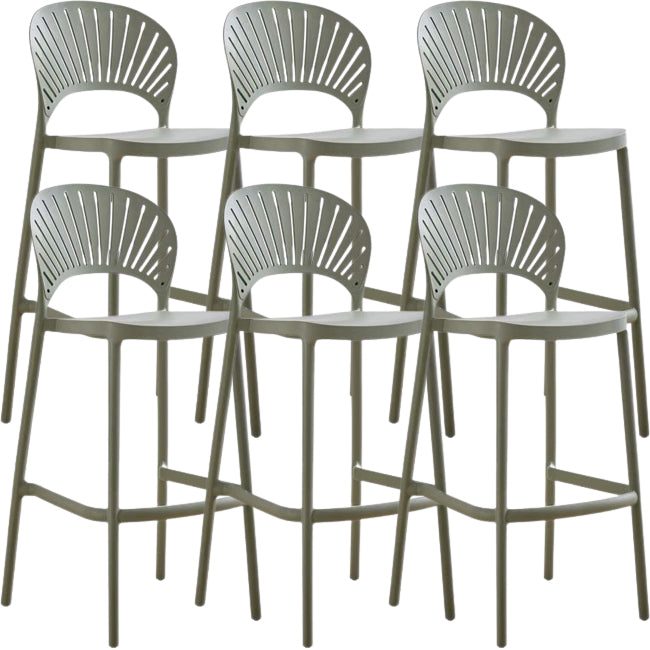 Modern Low Back Bar Stool Plastic Footrest Stackable Counter Stool Green 6 Piece Set Clearhalo 'Bar Furniture' 'Bar Stools' 'bar_stools' 'furn' 'furn_bar_stools' 'Furniture' 'Kitchen & Dining Furniture' 5490888