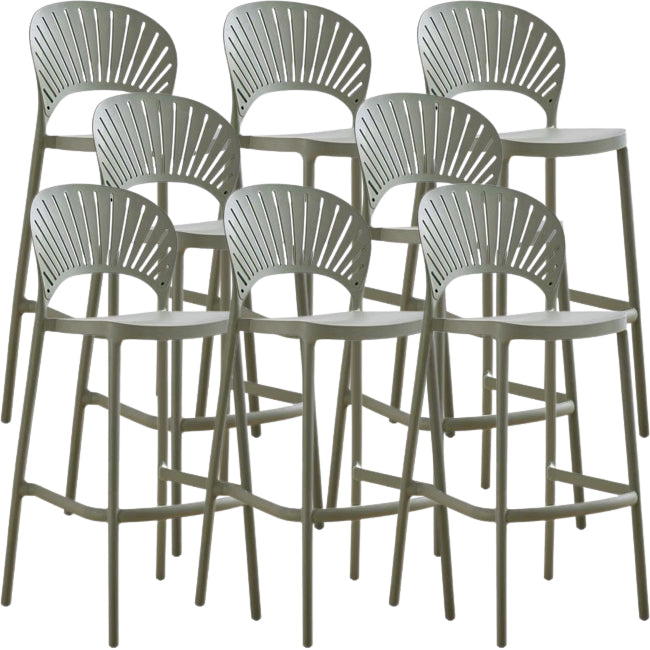 Modern Low Back Bar Stool Plastic Footrest Stackable Counter Stool Green 8 Piece Set Clearhalo 'Bar Furniture' 'Bar Stools' 'bar_stools' 'furn' 'furn_bar_stools' 'Furniture' 'Kitchen & Dining Furniture' 5490889