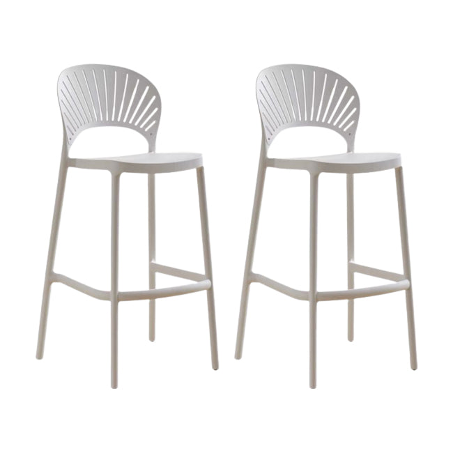 Modern Low Back Bar Stool Plastic Footrest Stackable Counter Stool White 2 Piece Set Clearhalo 'Bar Furniture' 'Bar Stools' 'bar_stools' 'furn' 'furn_bar_stools' 'Furniture' 'Kitchen & Dining Furniture' 5490890