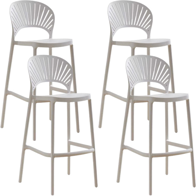 Modern Low Back Bar Stool Plastic Footrest Stackable Counter Stool White 4 Piece Set Clearhalo 'Bar Furniture' 'Bar Stools' 'bar_stools' 'furn' 'furn_bar_stools' 'Furniture' 'Kitchen & Dining Furniture' 5490891