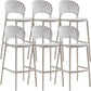 Modern Low Back Bar Stool Plastic Footrest Stackable Counter Stool White 6 Piece Set Clearhalo 'Bar Furniture' 'Bar Stools' 'bar_stools' 'furn' 'furn_bar_stools' 'Furniture' 'Kitchen & Dining Furniture' 5490892