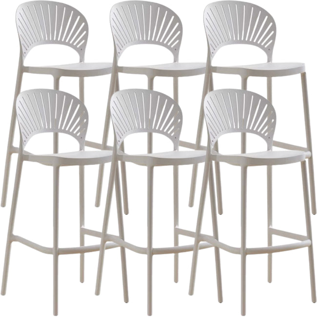 Modern Low Back Bar Stool Plastic Footrest Stackable Counter Stool White 6 Piece Set Clearhalo 'Bar Furniture' 'Bar Stools' 'bar_stools' 'furn' 'furn_bar_stools' 'Furniture' 'Kitchen & Dining Furniture' 5490892