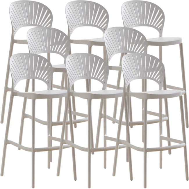 Modern Low Back Bar Stool Plastic Footrest Stackable Counter Stool White 8 Piece Set Clearhalo 'Bar Furniture' 'Bar Stools' 'bar_stools' 'furn' 'furn_bar_stools' 'Furniture' 'Kitchen & Dining Furniture' 5490893
