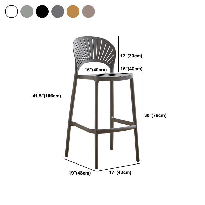 Modern Low Back Bar Stool Plastic Footrest Stackable Counter Stool Clearhalo 'Bar Furniture' 'Bar Stools' 'bar_stools' 'furn' 'furn_bar_stools' 'Furniture' 'Kitchen & Dining Furniture' 5490895